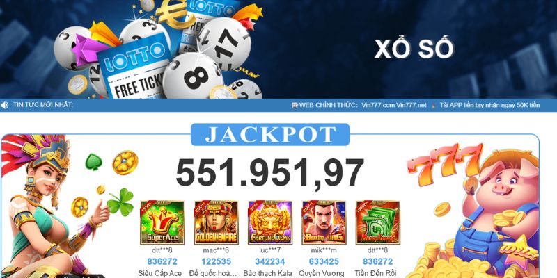 Cơ cấu giải thưởng từ game xổ số Vin777